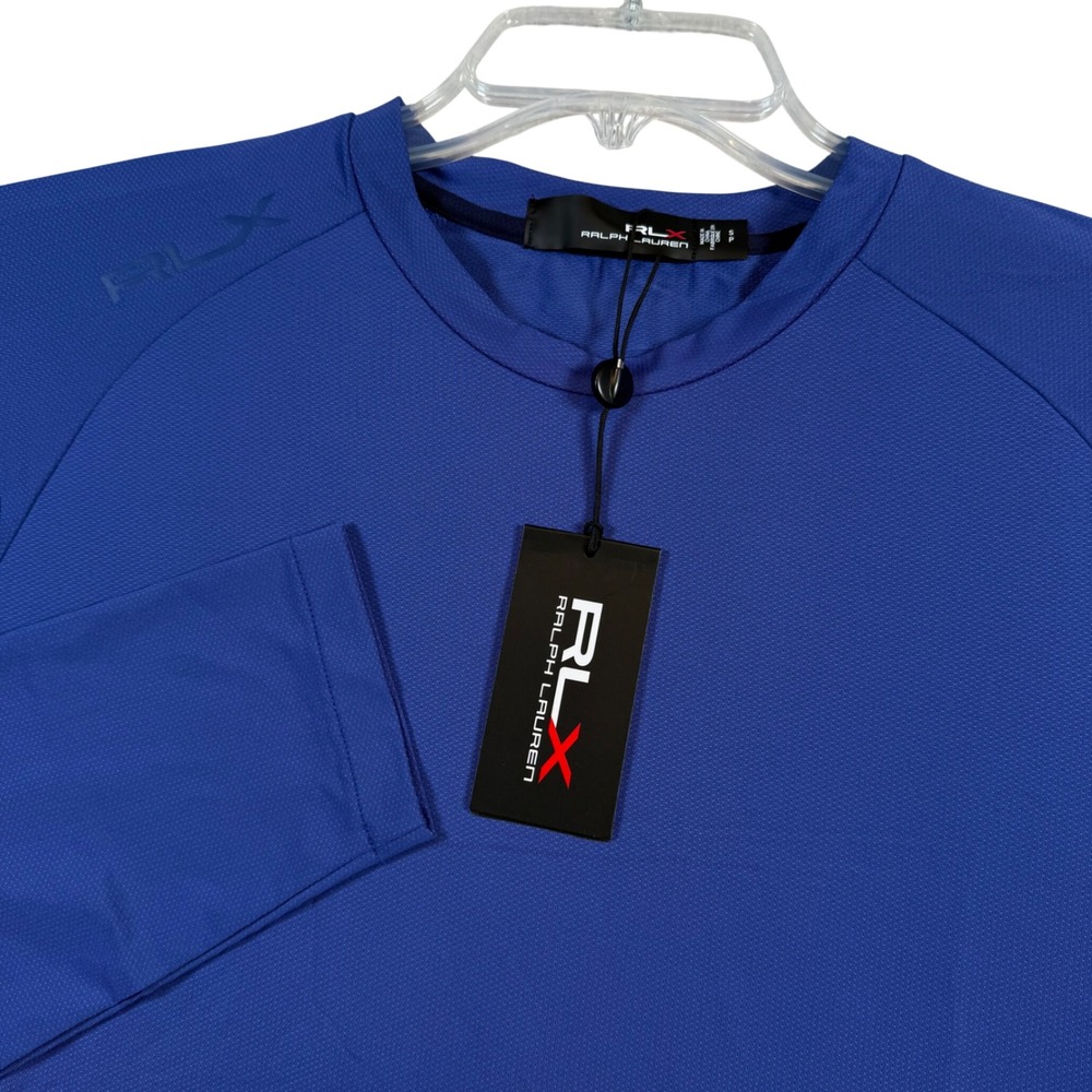 NEW RLX Ralph Lauren Mens Golf Long Sleeve Performance Shirt Blue Size Small